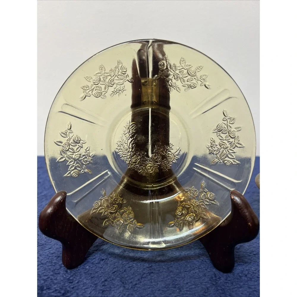 2 Federal Glass AMBER Sharon Cabbage Rose 6